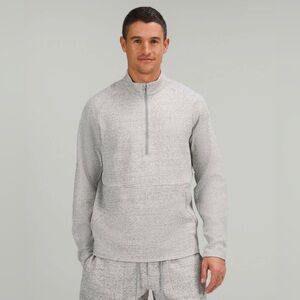 Lululemon At Ease Half Zip Heathered Melody Light Gray/Black Top Medium